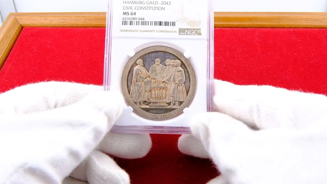 ドイツ ハンブルク 1828年 ポルトガレッサー銀打ちメダル 市民憲章300