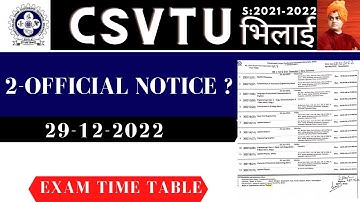 2-OFFICIAL NOTICE ?| EXAM TIME TABLE | FOR DETAINED STUDENT  | CSVTU