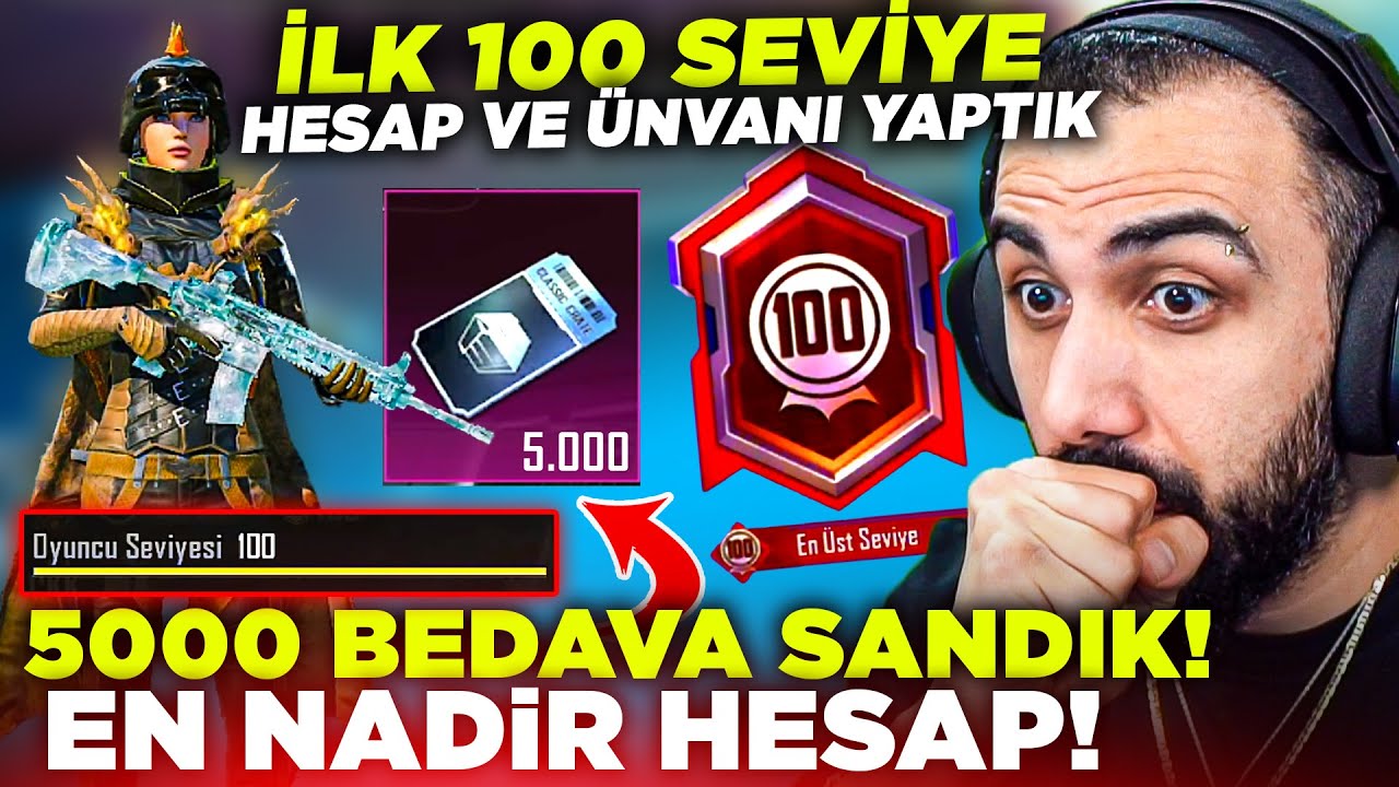 TR'NİN İLK 100 SEVİYE HESABINI YAPIP EN NADİR ÜNVANI ALDIK! 😱 5000 BEDAVA KUTU AÇTIK! | PUBG MOBILE