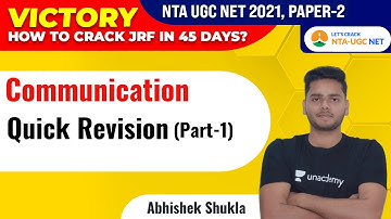 Crack NTA UGC NET- JRF 2021 | Quick Revision of Communication by Abhishek Shukla