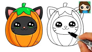 How to Draw a Pumpkin Black Cat Squishmallows 🎃 Easy Halloween Art screenshot 2