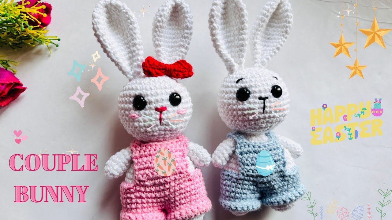 🐰How to Crochet Bunny Couple in Overall | Easy Tutorial for Beginners🥰 | Best Easter Tutorial