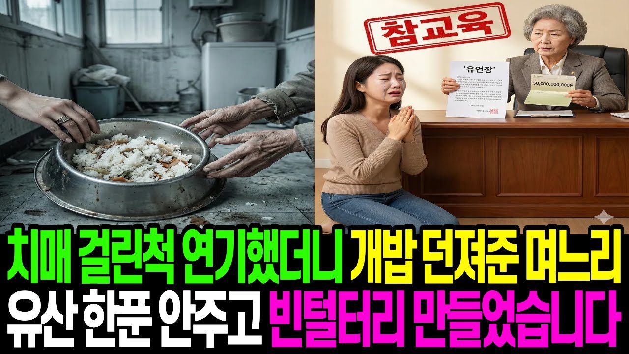 치매걸린척 연기했더니 개밥 던져준 며느리, 유산 한 푼 안주고 빈털터리 만들었습니다