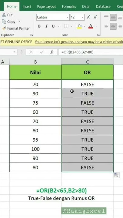 Logika benar dan salah (True-False) dengan Rumus 