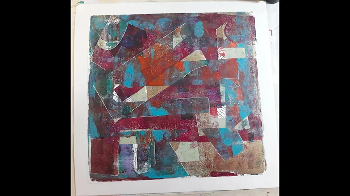 Gel Printed Layered Abstract Painting