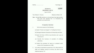 Business Law-II B.Com 4th Sem KUK Previous Year Paper 2018