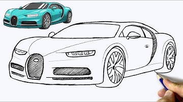 How to Draw Bugatti Chiron | Easy Luxury Car Drawing Tutorial | Step by Step Supercar Sketch