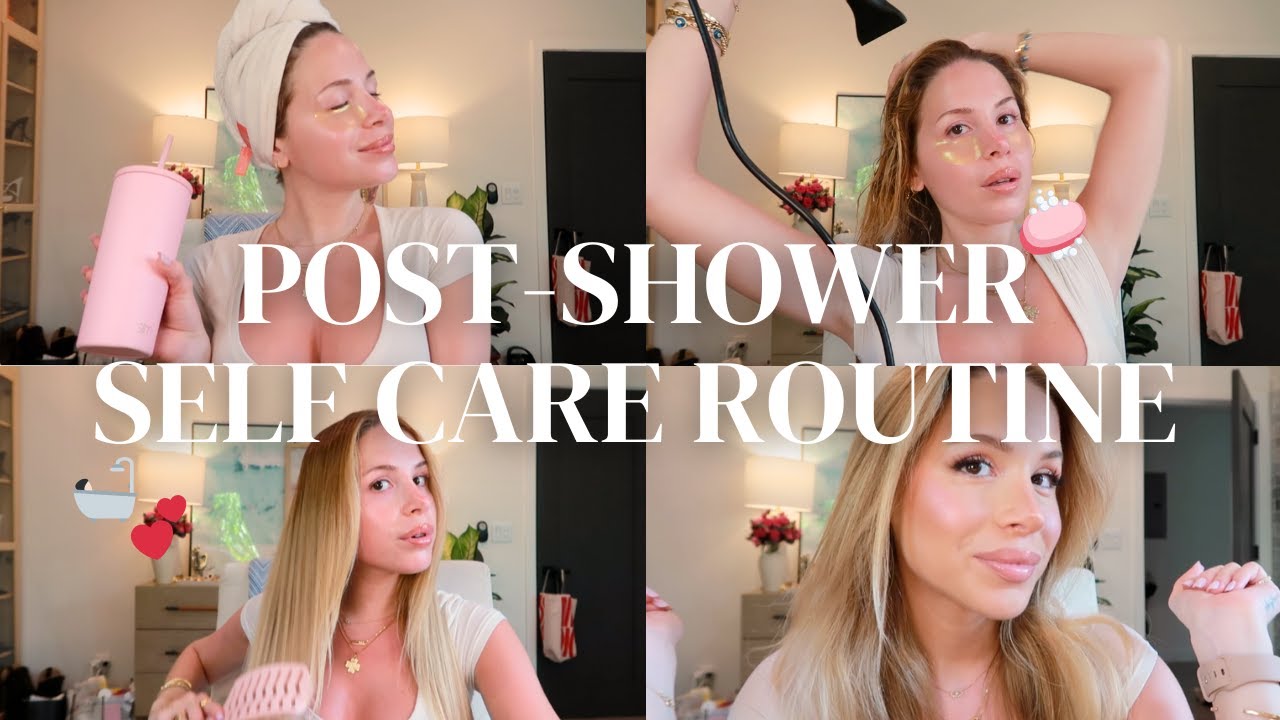 post-shower self care routine: in depth skincare & haircare - YouTube