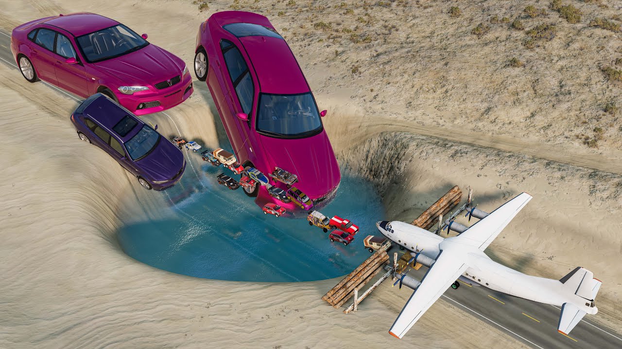 BIG & SMALL CARS vs GIANT PIT  – BeamNG drive Extreme Crash Challenge!