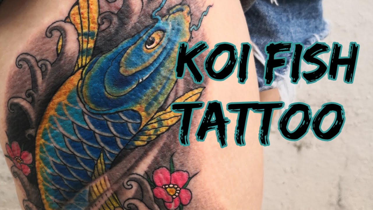 Timelapse Color koi fish tattoo 