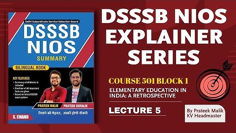 Nios Course 501 Block 1| DSSSB Nios Explainer Series| Class 5