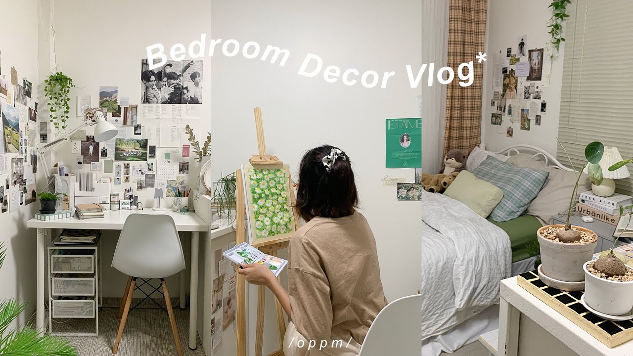 Vlog ep.6 — Bedroom Decor, แต่งห้องนอนสไตล์โฮมมี่วินเทจ, Unboxing, DIY Tile Table, วาดรูป #oppm__