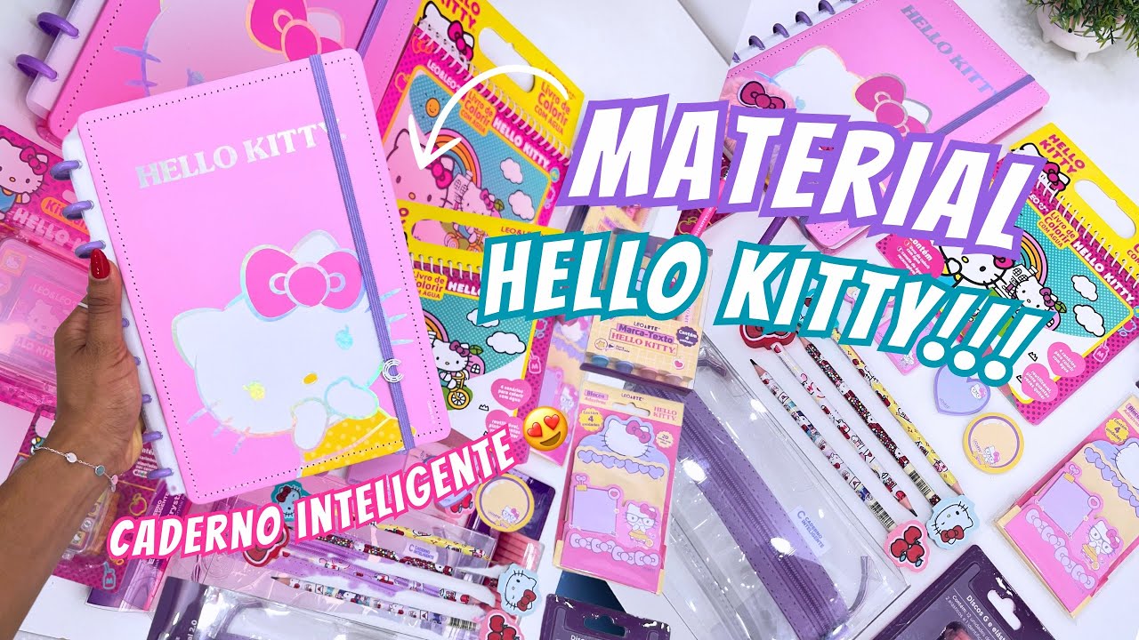 MATERIAL DA HELLO KITTY! Com Caderno Inteligente da Hello Kitty 😍