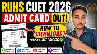 RUHS CUET 2026 Admit Card Out 🚨 | Rajasthan Bsc Nursing 2026 Admit Card Download Kaise Kare 