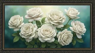 Elegant White Rose Painting | Luxury Floral Art for Frame TV | Calm Wall Decor screenshot 2