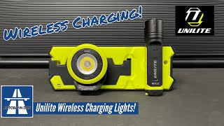 Unilite Wireless Charging Lights WCHX7 WCFL12 With WCDBL Phone Charging Base
