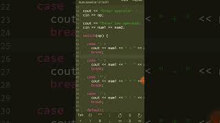 Simple calculator using switch statement in c++.Try this in your mobile and watch the output. #like