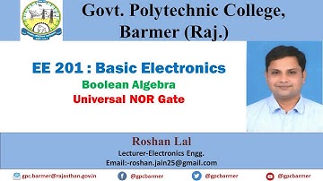 EE201 - Basic Electronics | | Universal NOR Gate Applications | | Er. Roshan Lal Jain | GPC BARMER
