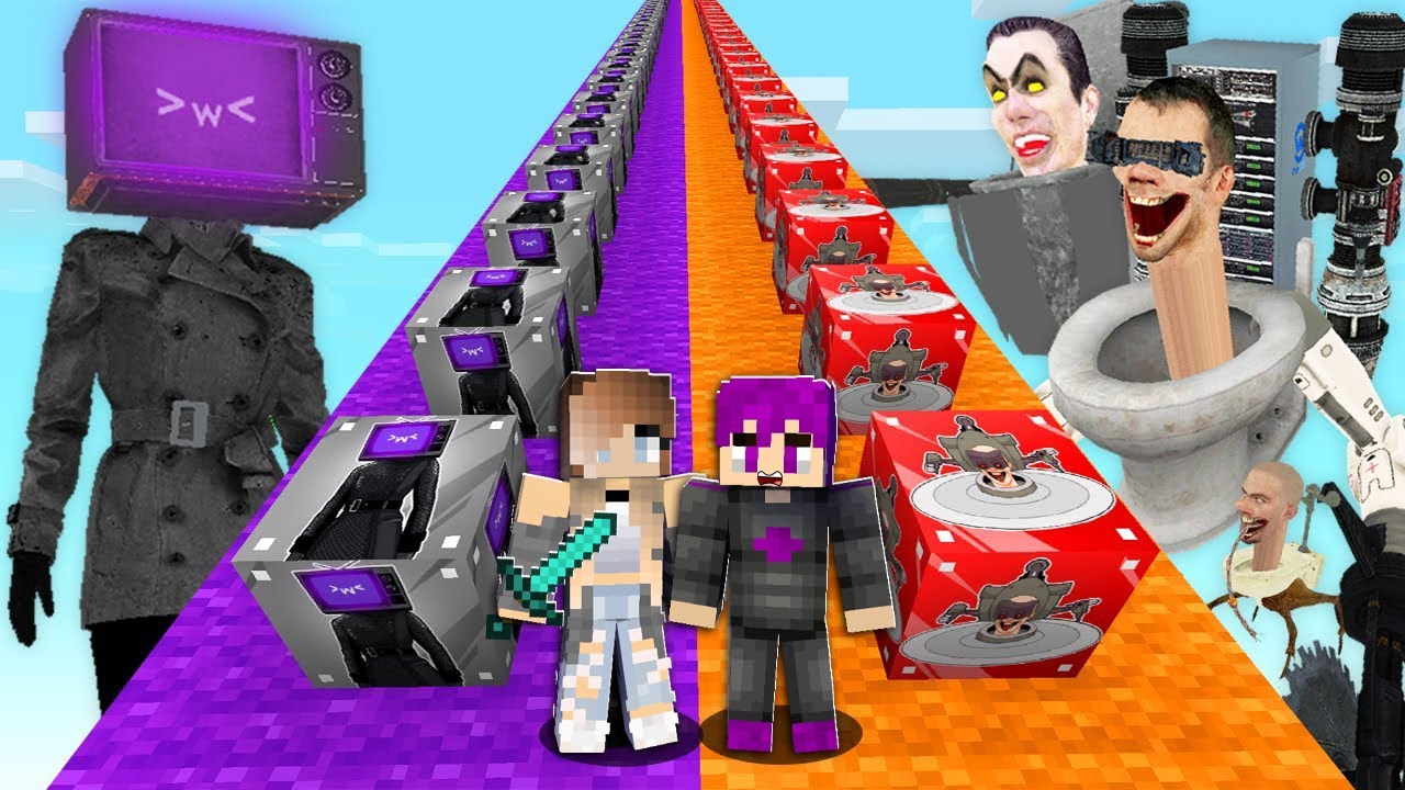 ماين كرافت ولكن بلوكات حظ عائلة شتبي دوب يس ضد عائلة ام رأس التلفاز ضد سمسمة..!🔥😱