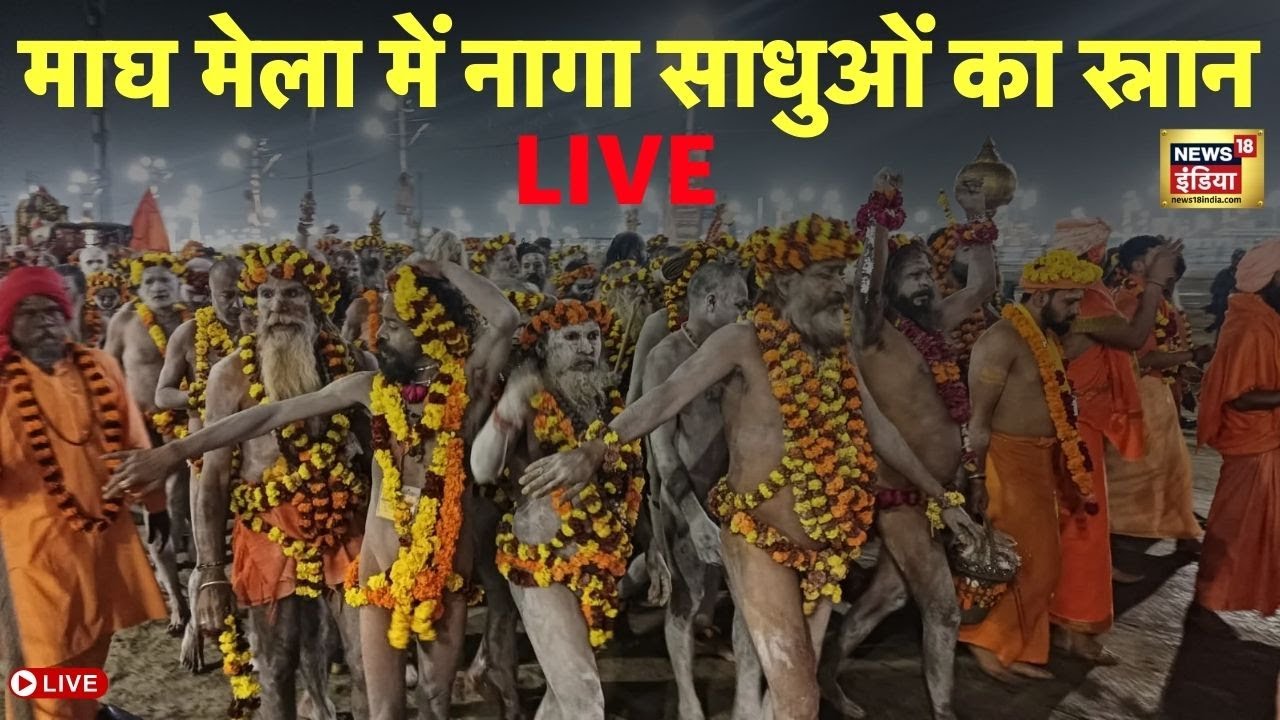 Naga Sadhu Snan In Magh Mela Live : पौष पूर्णिमा के दिन नागा साधुओं ने किया स्नान | Prayagraj