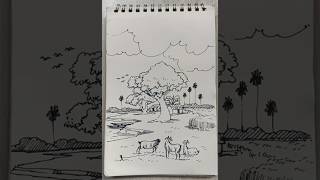 Beautiful Village Scene Drawing | Ink Pen Art #drawing