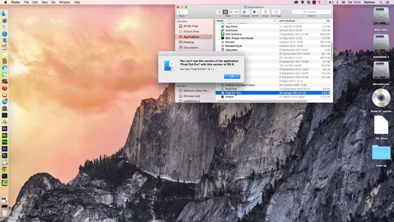 final cut pro update download yosemite