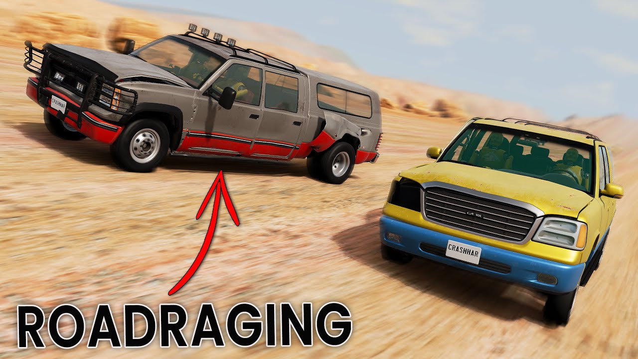 BeamNG Drive Cars vs RoadRage (Long Desert Road) YouTube