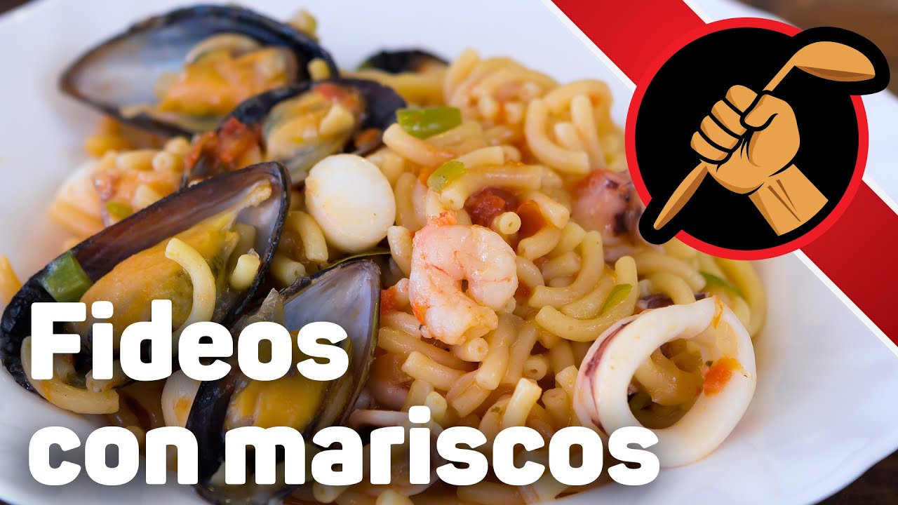 ⁣Паста с морепродуктами Испанская кухня Fideos con mariscos