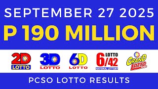 Lotto Result Today 9Pm Pcso September 27 2025