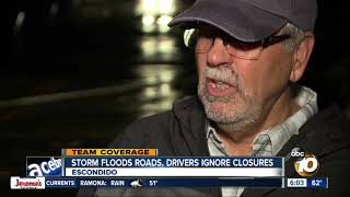Drivers ignore Road Closed signs in Escondido