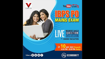 LIVE |18TH JAN |IBPS PO(MAINS)|ENGLISH MEMORY BASED QUESTIONS DISCUSSION | IBPS PO MAINS #VANIK
