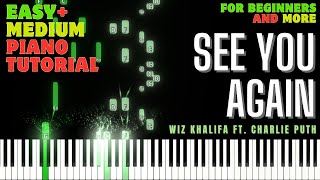 See You Again (Wiz Khalifa ft. Charlie Puth) - PIANO TUTORIAL WITH MELODY | EASY AND MEDIUM LEVEL |