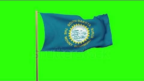 south dakota flag waving in the wind. Green screen, alpha matte. Loopable animation Stock video by