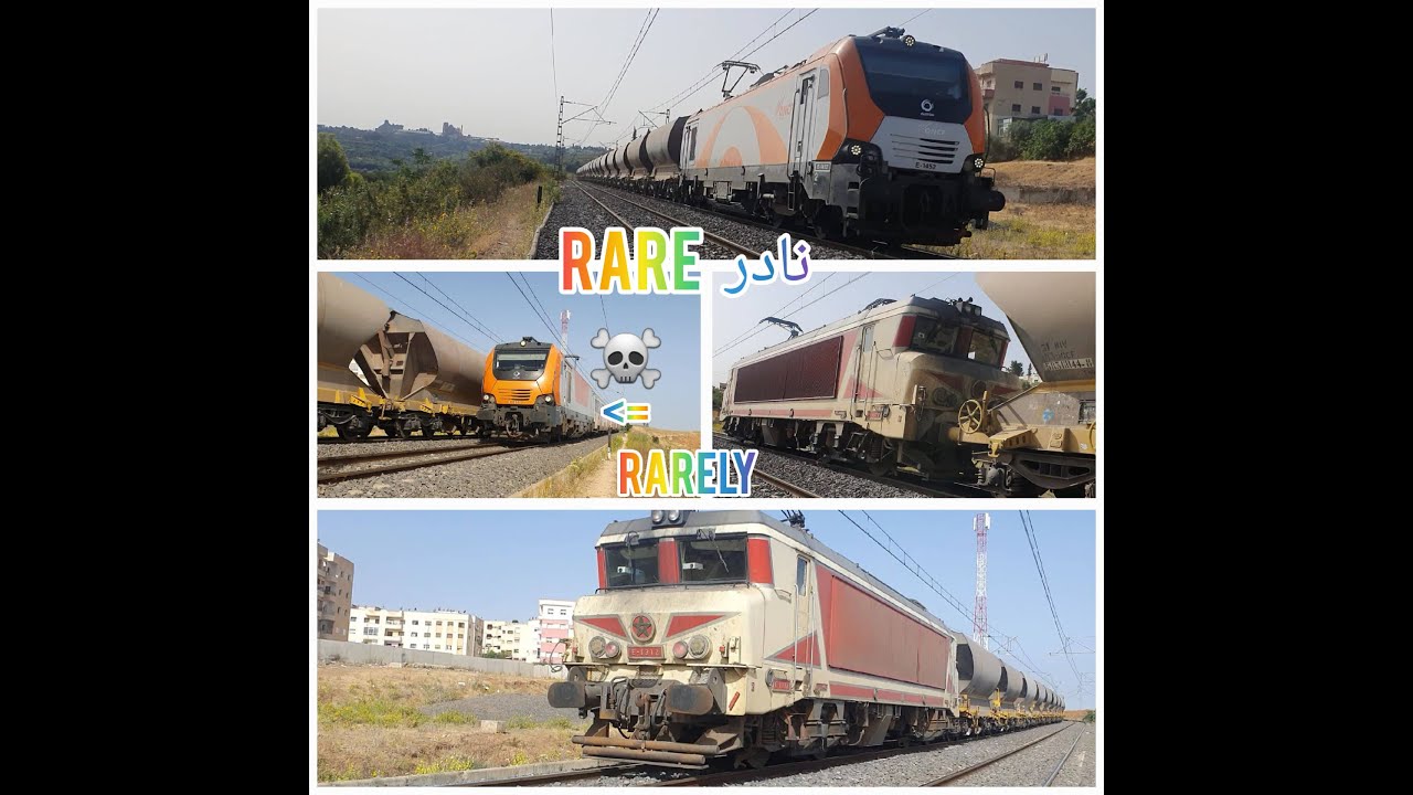 oncf FRET croisement E 1452 + E 1312 en pousse VS E 1402 fes vers casablanca تحية من قطار كازا ❤️👋📢