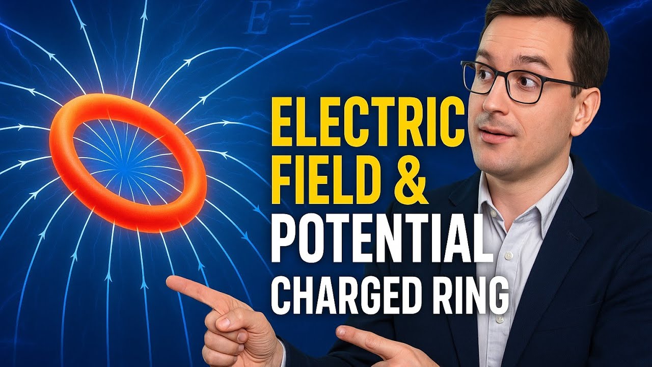 Electric Field & Electric Potential Due to a Charged Circular Ring | Physics Explained