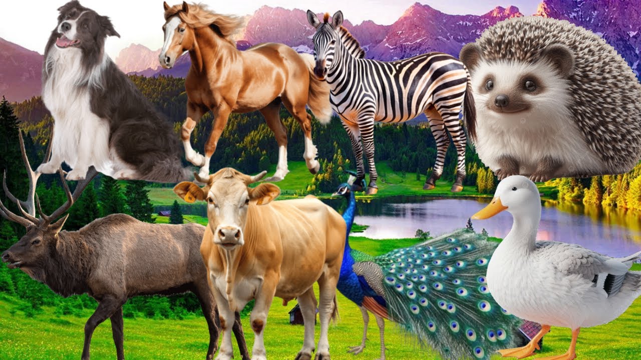 Farm Animal Sounds - Zebra, Cow, Peacock, Horse, Hedgehog... - Animal Moments