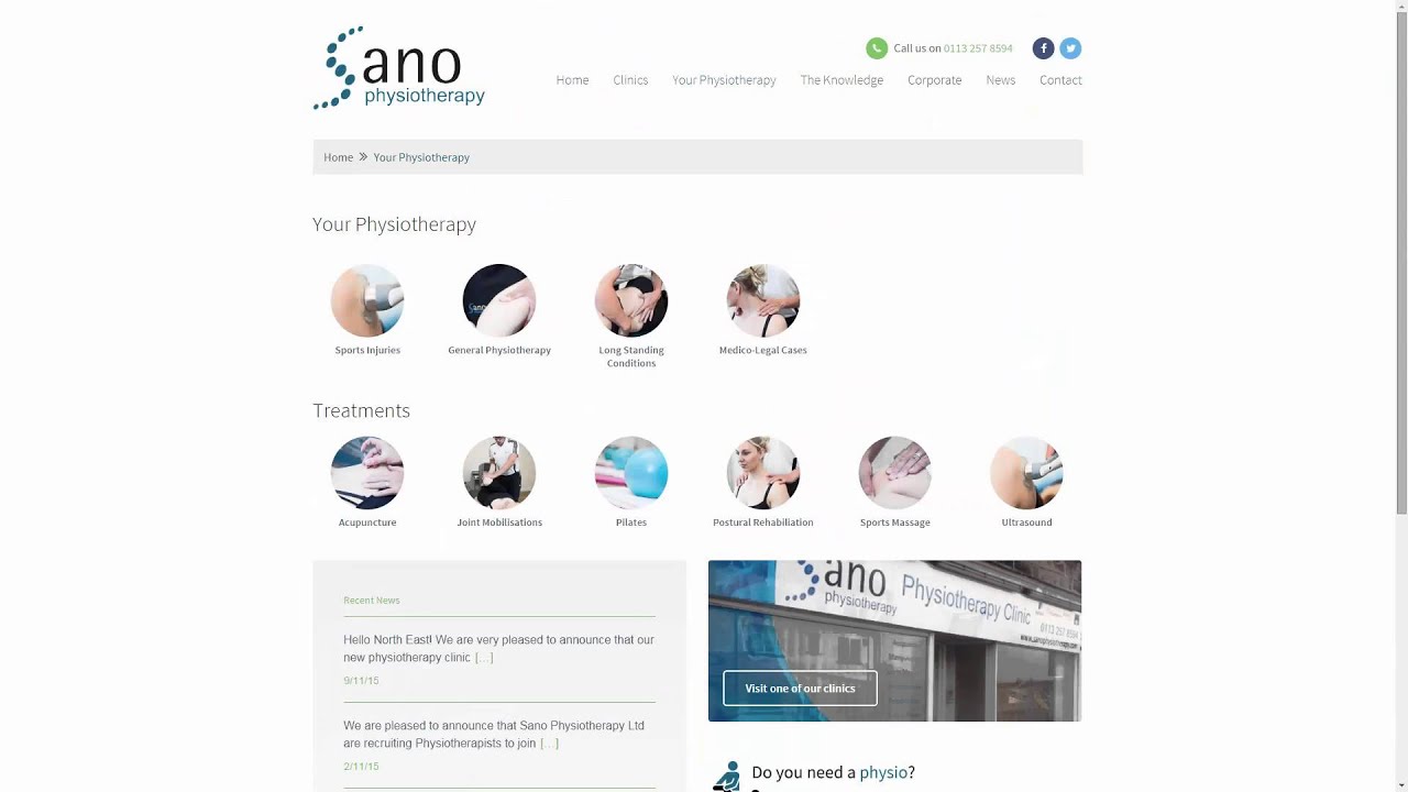 Sano Physiotherapy Website Navigation Video By Ascensor Web Design