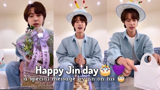 Jin on his b'day 🎂💜💜#bts#jin#suga#jhope#rm#jimin#v#jk💜💜@BTS