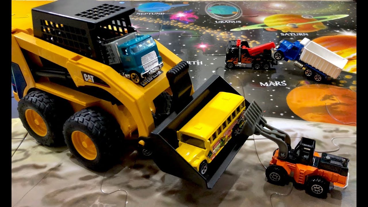 TOY TRUCKS for Kids LEARN PLANETS - Hot Wheels Construction Trucks - BLAST From PAST Toy Unboxing