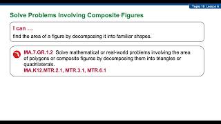 Topic 10 Lesson 6 Solve Problems Involving Composite Figures