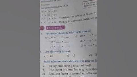 CLASS 4 MATHS ..CHAPTER 5 .. FACTORS AND MULTIPLES .. EXERCISE 5.1