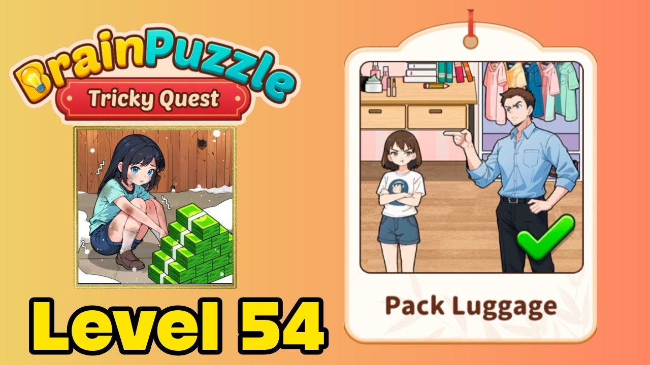Brain puzzle tricky quest level 54 solution walkthrough ( pack