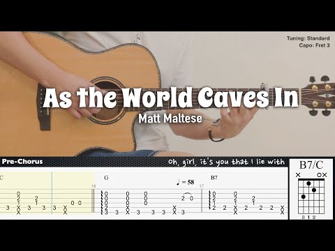As the World Caves In - Matt Maltese | Fingerstyle Guitar | TAB + Chords + Lyrics