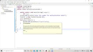 java program for area of a triangle and multiplication table