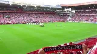 Himno del Sporting de Gijón en El Molinón (SportingReal Madrid, agosto 2015)