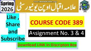 ⏩ AIOU Code 389 Solved Assignment No.3 & 4 Spring 2026 || Quran-E-Hakeem || HSSC (FA, I.COM)