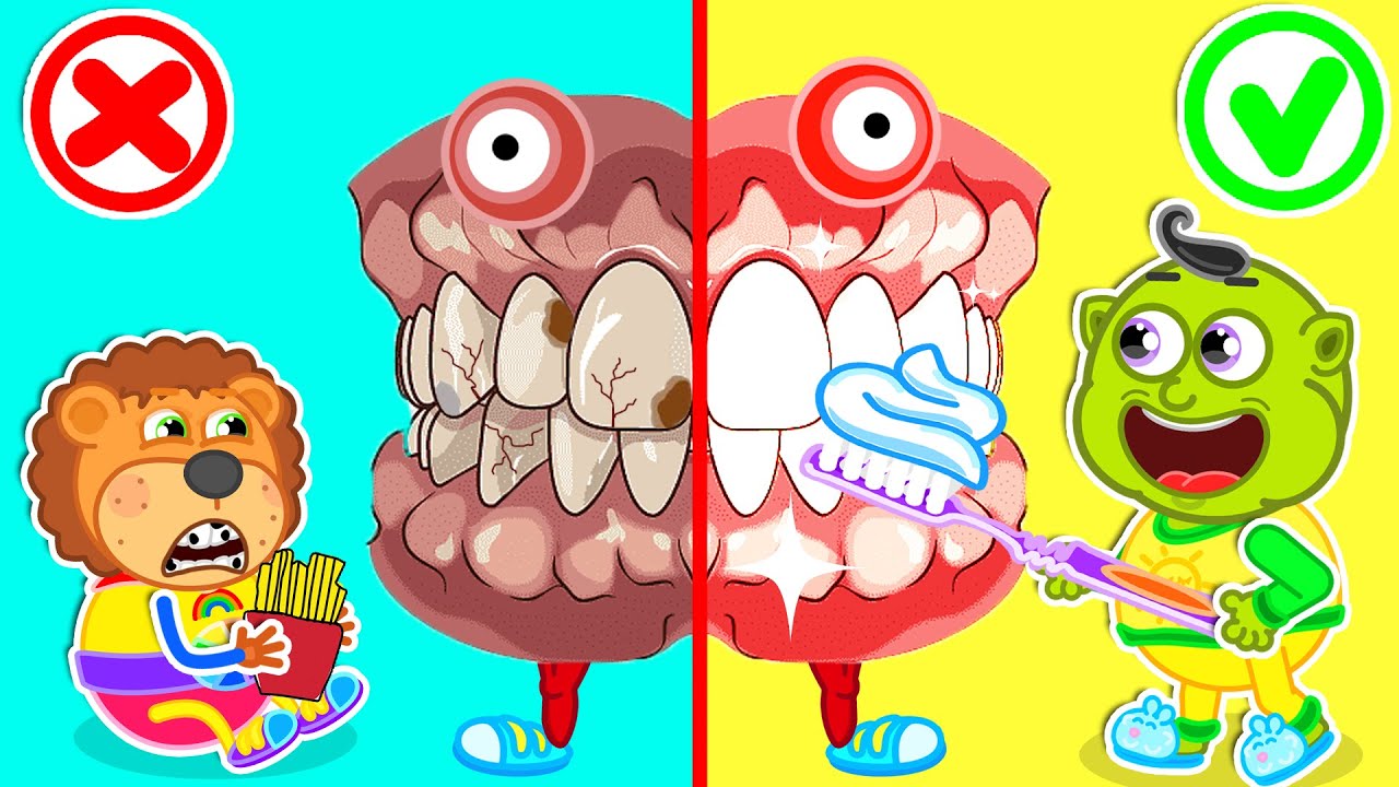 Let's Brush Our Teeth 🍒 Lion Family | Cartoon for Kids