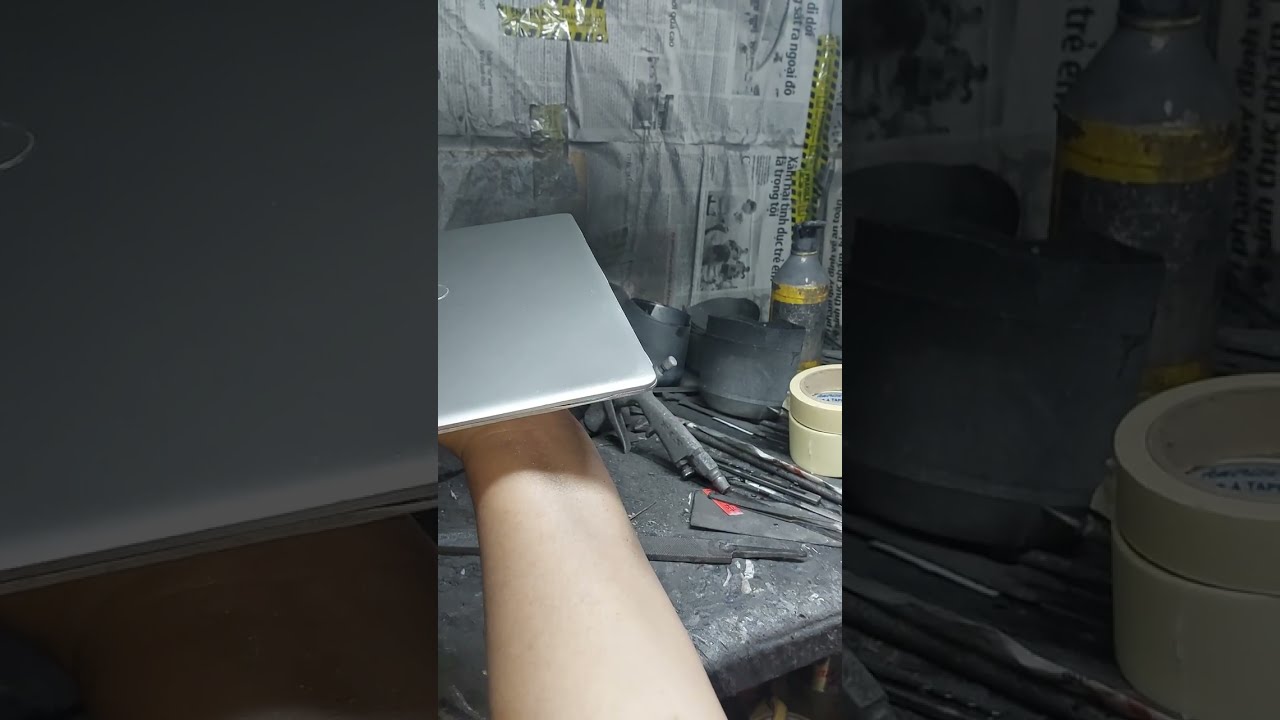 repairing cracked surface on the laptop