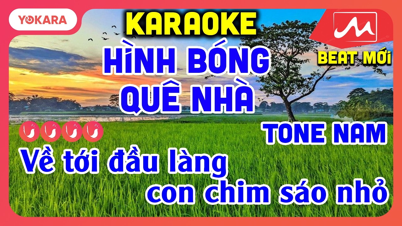 KARAOKE Hình Bóng Quê Nhà - TONE NAM | BEAT MỚI DỂ HÁT | YOKARA MOCTV