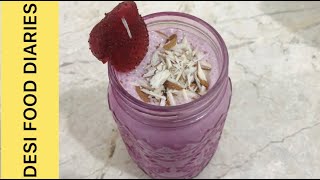 Yummy Yummy Strawberry Milk Shake Recipe - How To Make Strawberry Shake - Desi Food Diaries